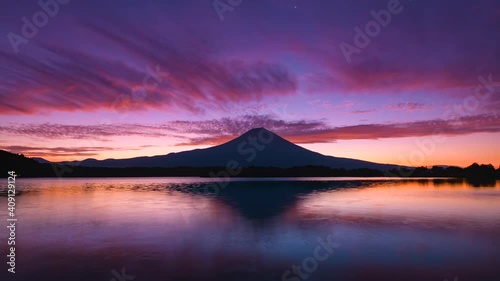 朝焼けと富士山のタイムラプス動画