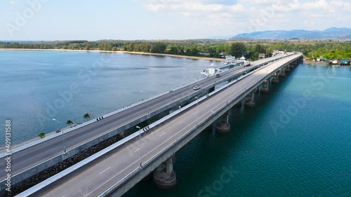 Wallpaper Mural Sarasin Bridge Phuket Thailand. Aerial view down Over Sarasin Bridge landmark of Thailand. Sarasin bridge transportation At Phuket, Thailand. On Jan 2021 Torontodigital.ca