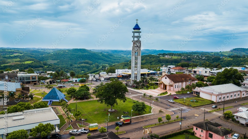 Aerial view of the city of Ametista do Sul, in the state of Rio Grande do Sul, Brazil