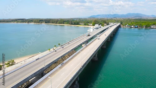 Wallpaper Mural Sarasin Bridge Phuket Thailand. Aerial view down Over Sarasin Bridge landmark of Thailand. Sarasin bridge transportation At Phuket, Thailand. On Jan 2021 Torontodigital.ca