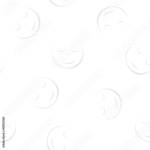white seamless pattern wallpaper for bedroom. sleepy face icon emoji. simple paper cut style Vector illustration