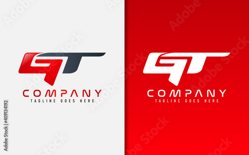 Abstract Initial Letter G and T Modern Logo Design.