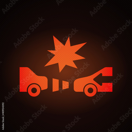 Lane keeping assist system warning light sign on car dashboard vector illustration.