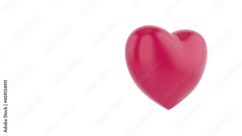 3D animation of red heart. Looped heart rotation on a white background. Social Media Heart. 3d animation loop of 4K 3D animation of red heart. Looped heart rotation on a white background. Social Media Heart. 3d animation loop of 4K