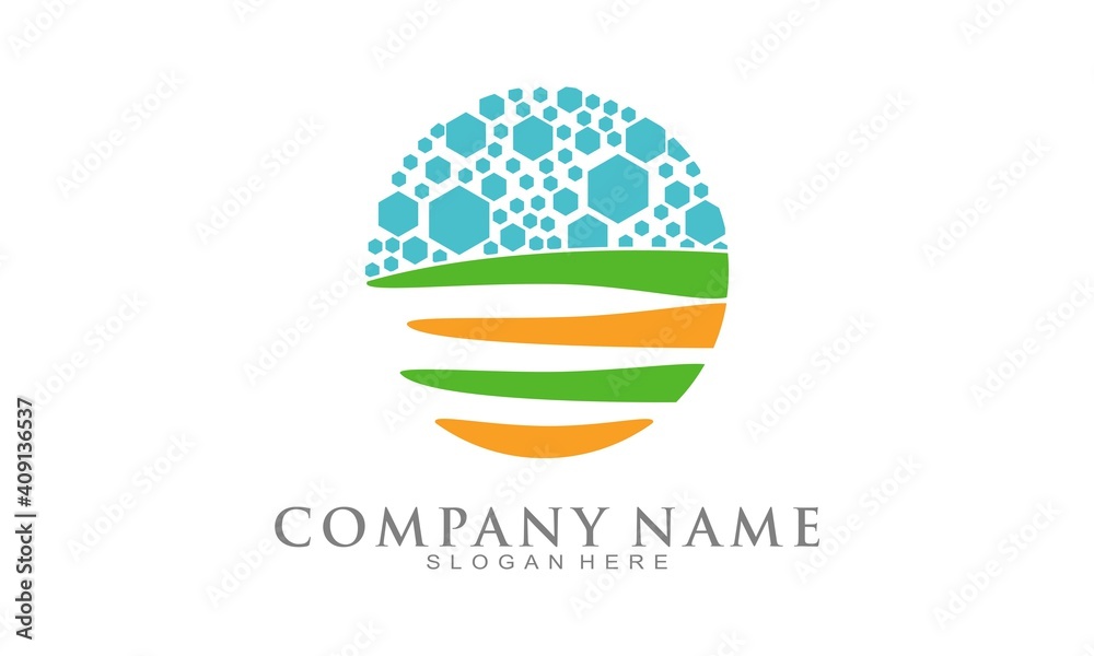 Circle and polygon combination vector logo Circle and polygon combination vector logo