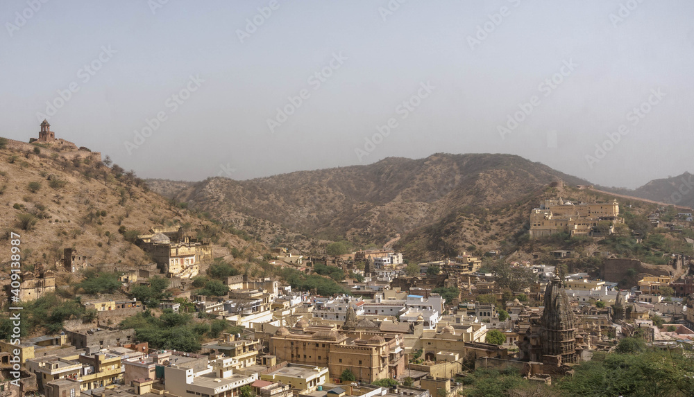 Amer scenic area in Jaipur is located in the hills.