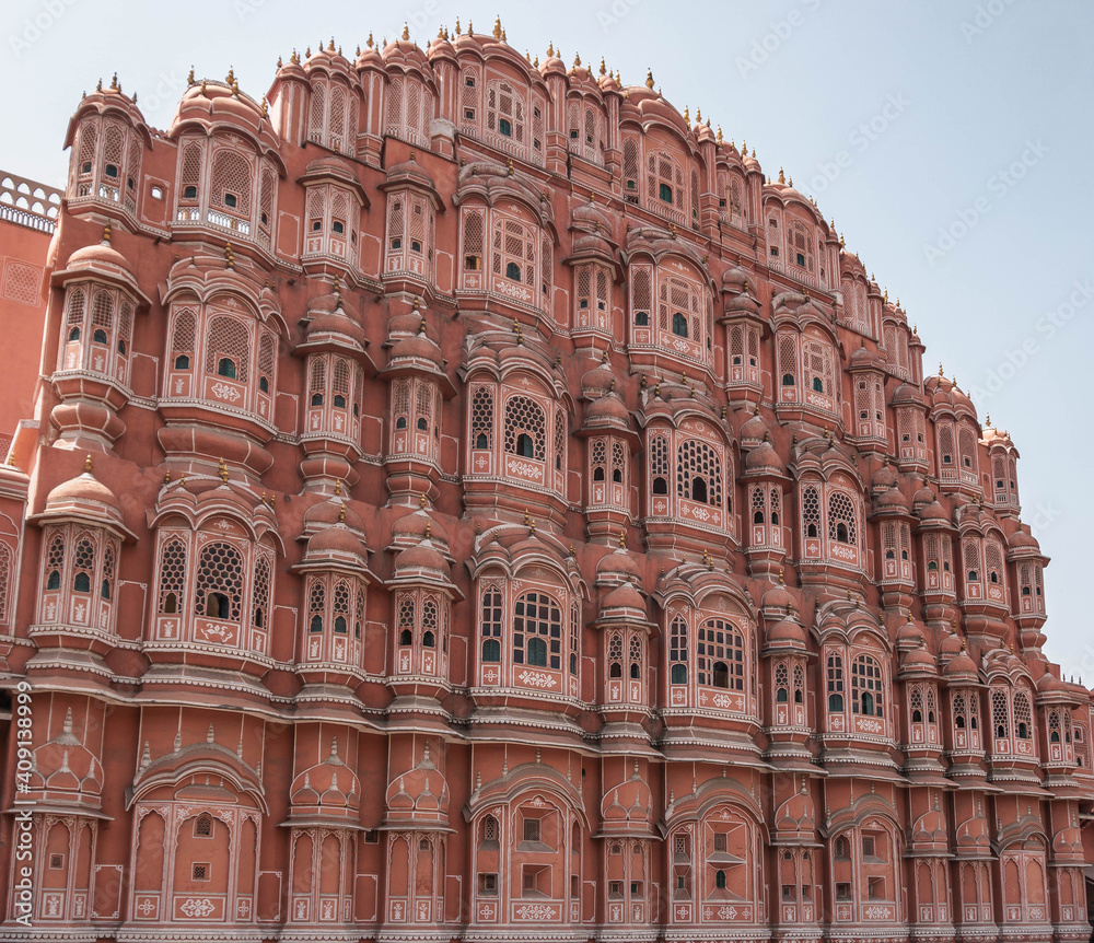 Hawa Mahal or Palace of Winds is the symbol of the Pink City of Jaipur. India.