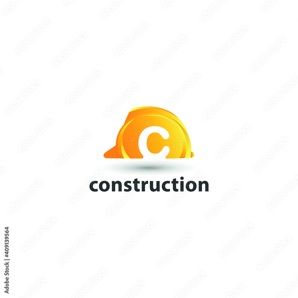 Fototapeta premium construction and consultant engineering logo concept with initial letter c and hard hat helmet 