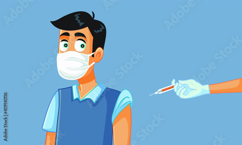 Man Wearing Medical Mask Getting a Vaccine