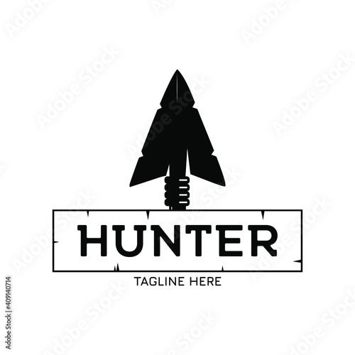 Vintage Retro Rustic Arrowhead Spear Hunting Hipster Logo Design