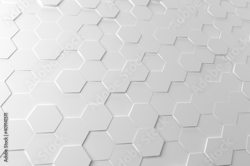 white honeycombs abstract hexagons background  3d illustration
