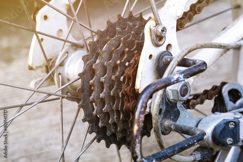 close up of bicycle wheel