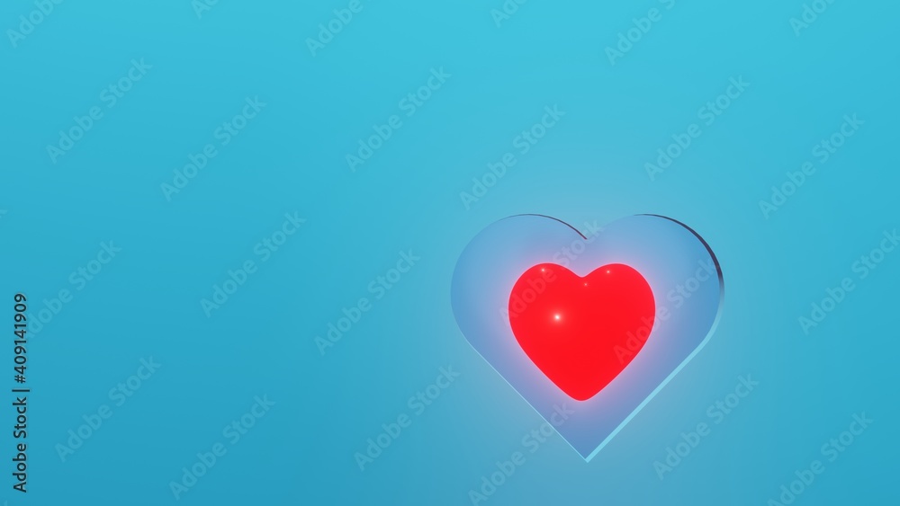 3D Render, Valentine's Day Hearts Background. Copy space romantic background