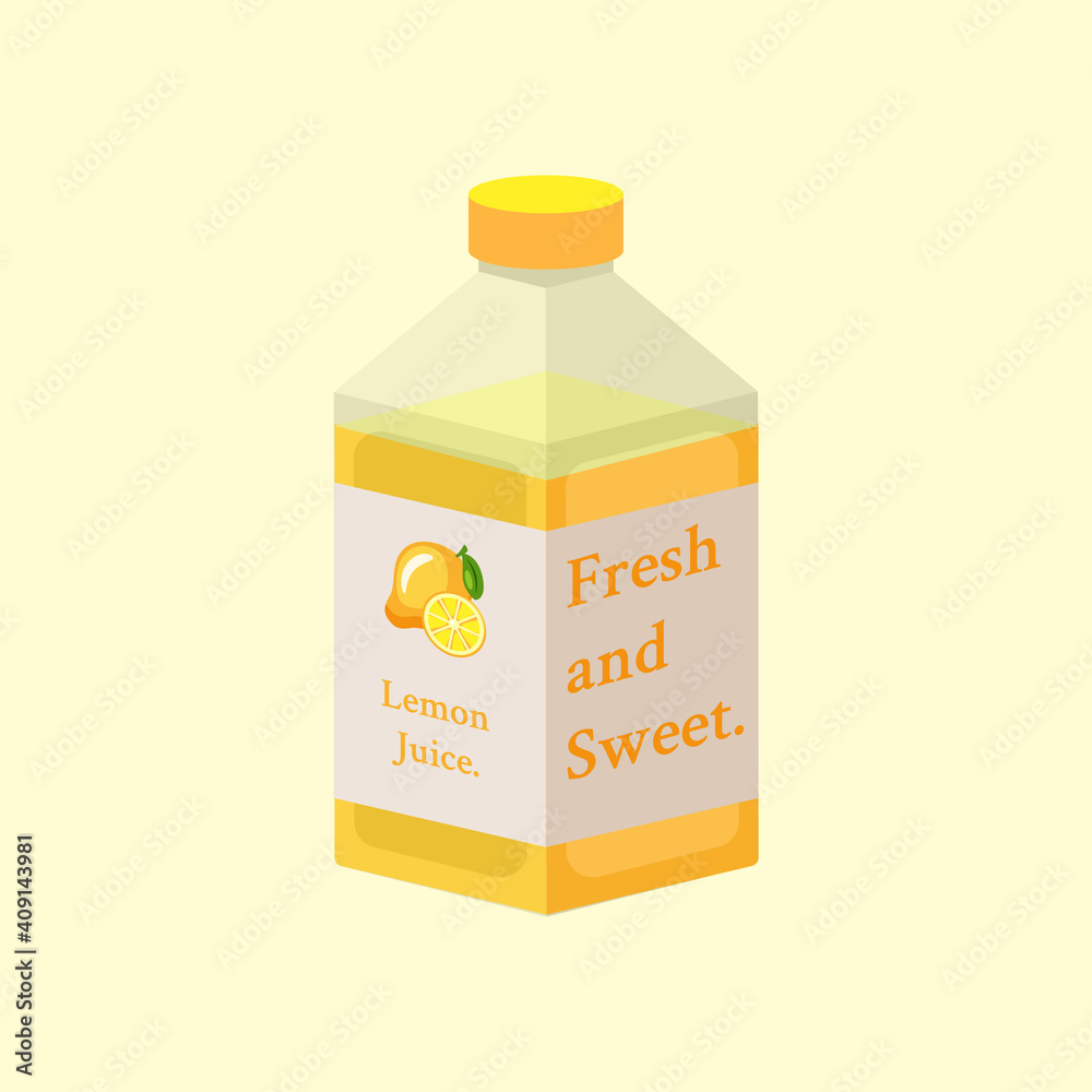 Illustration of a bottle of lemon water Illustration of a bottle of lemon water