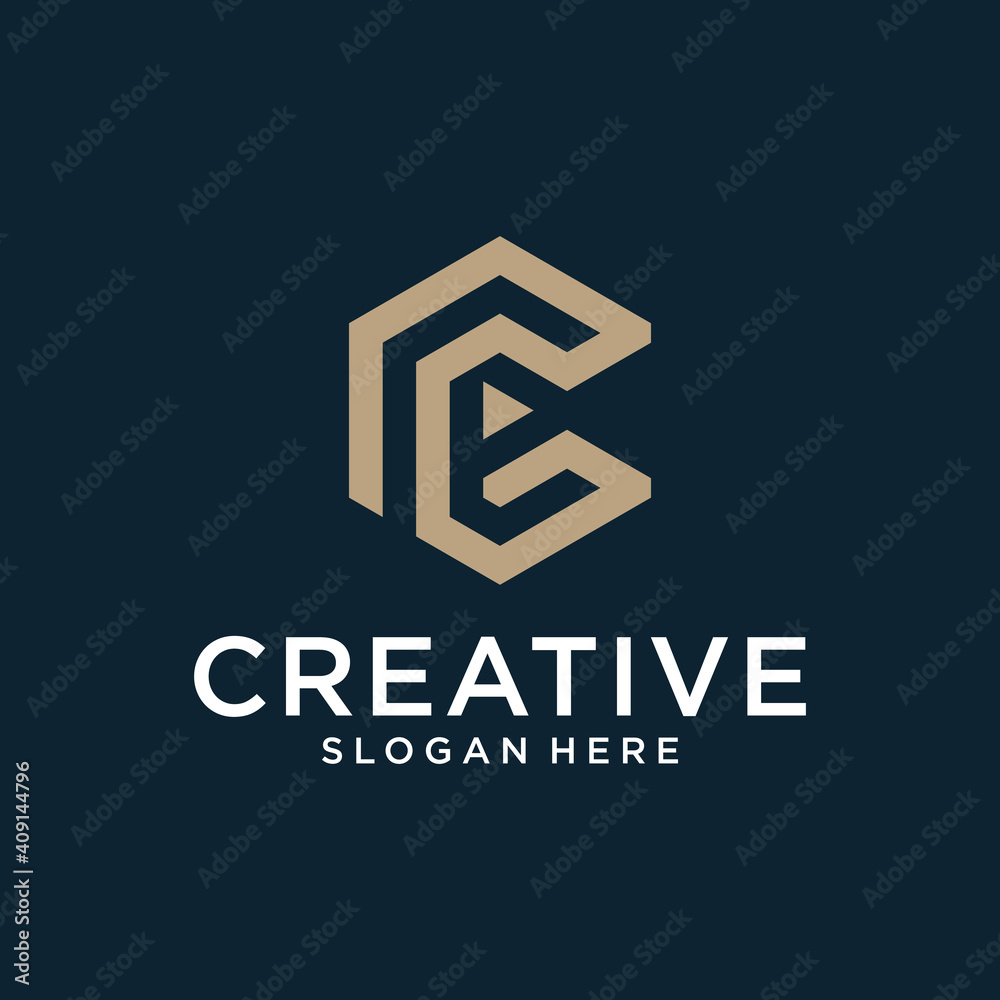 Letter C vector line logo design. Creative minimalism logotype icon symbol Letter C vector line logo design. Creative minimalism logotype icon symbol