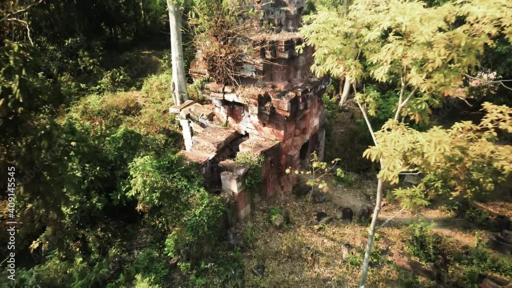 Forgotten temples Cambodia - Phnea Kol Temple - drone fly out Forgotten temples Cambodia - Phnea Kol Temple - drone fly out