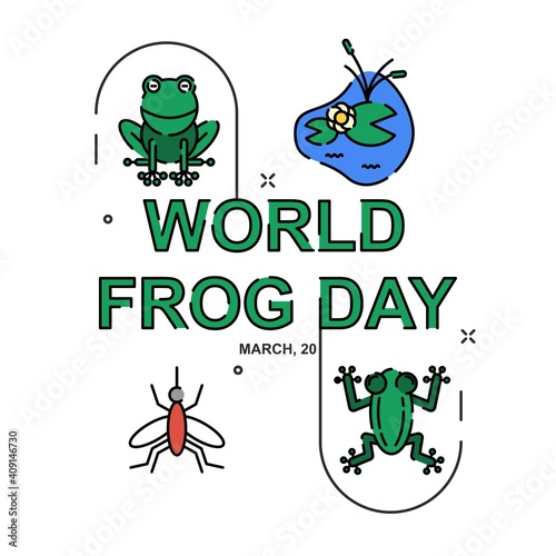 Frog and this habitat illustration. Easy to edit with vector file. Can use for your creative content. Especially about world frog day campaign in this march.