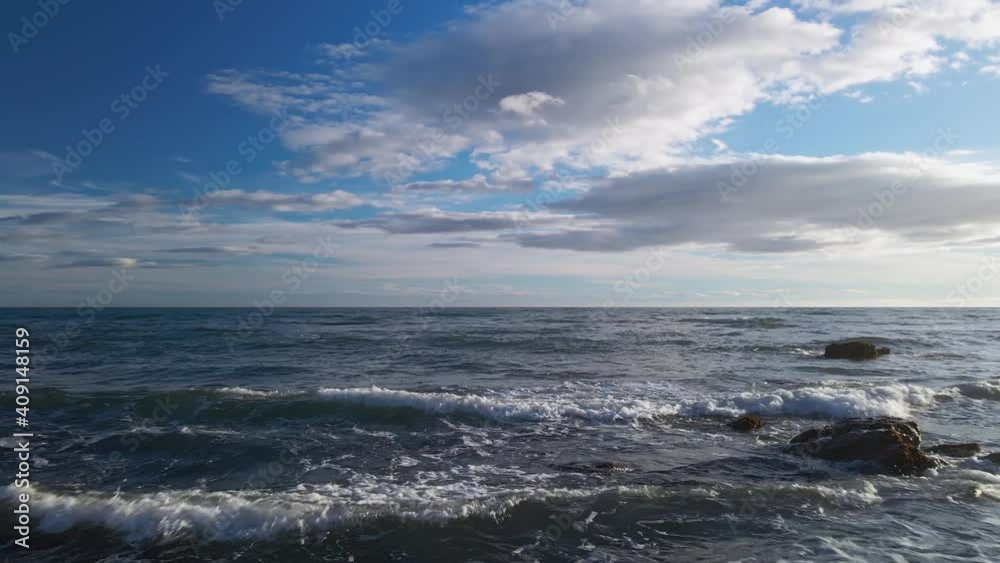 Aerial view of ocean waves near the sea Aerial view of ocean waves near the sea