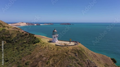 A beautiful drone shot of New Zealand's Cape Reinga photo