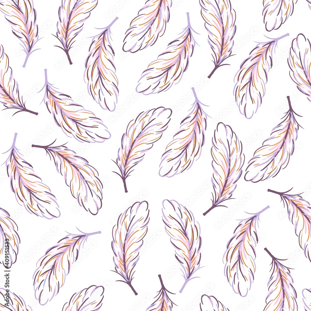 Abstract Wing Soft Feathers Vector Line Art Seamless Pattern Abstract Wing Soft Feathers Vector Line Art Seamless Pattern