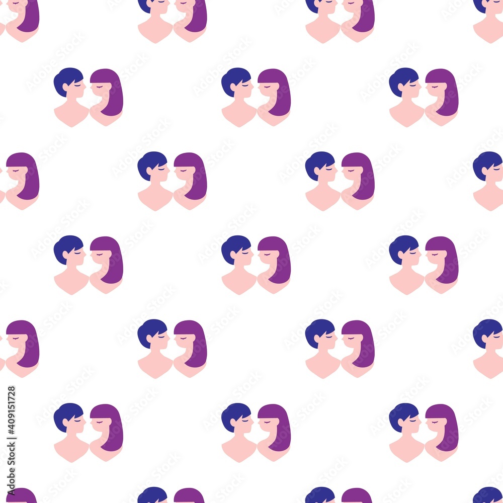 Sweetheart Couple Time Vector Graphic Art Seamless Pattern