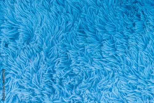 Blue faux fur rug texture