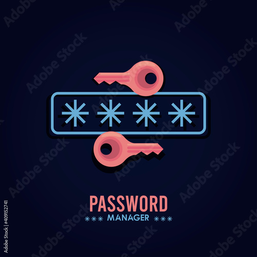 password manager theme with keys and cypher