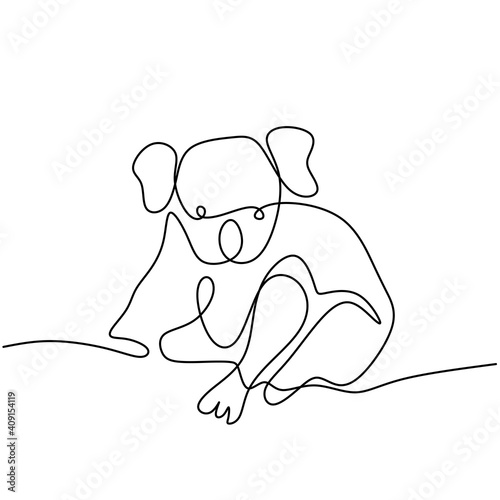 One continuous line drawing of adorable koala. Little bear from Australia mascot concept for conservation park icon. Cute koala animal isolated on white background. Vector illustration