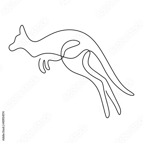 One continuous line drawing of funny standing kangaroo. Australian animal mascot concept for travel tourism campaign icon. Animals rescue conservation park icon. Hand drawn minimalist style