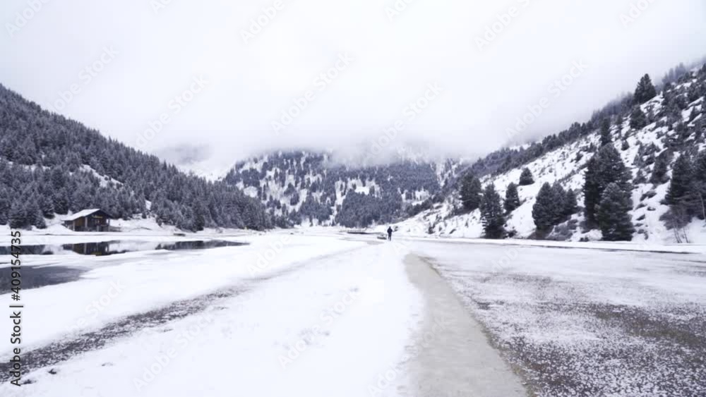 Slow motion walk through mountains in Tignes Slow motion walk through mountains in Tignes