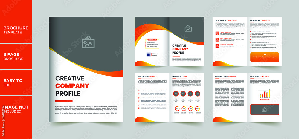 8 Pages Creative Business Brochure with modern circle shapes
