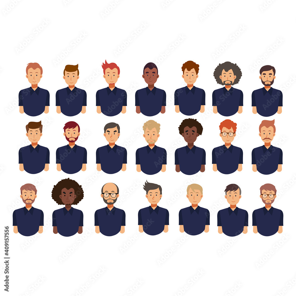 Set of men avatar. men with different hairstyles. flat vector character avatars illustration collection. Set of men avatar. men with different hairstyles. flat vector character avatars illustration collection.