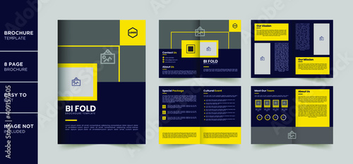 8 Pages Creative Business Brochure with modern abstract shapes	