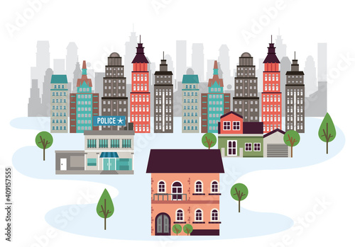 city life megalopolis cityscape scene with skyscrapers buildings
