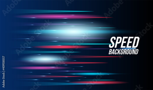 Abstract background technology high speed racing for sports of long exposure light on black background.Science geometric shape modern elegant design.Vector illustration.