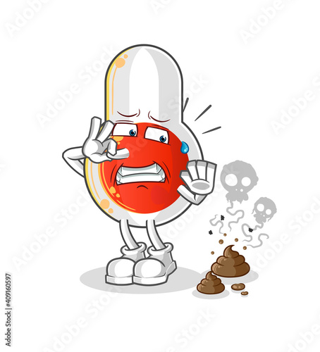 thermometer with stinky waste illustration. character vector
