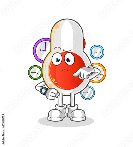 thermometer with wristwatch cartoon. cartoon mascot vector