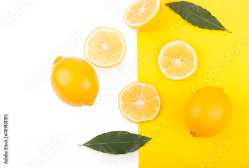 Creative layout made of lemon. Flat lay.