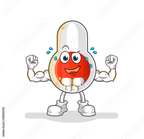 thermometer muscular cartoon. cartoon mascot vector