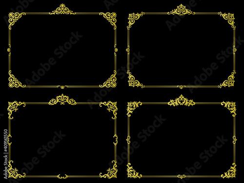 洋風の金色の四角い装飾フレームセット