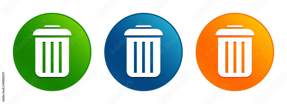 Bin icon liquid design round button set illustration Bin icon liquid design round button set illustration