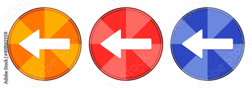 Back arrow icon burst light round button set illustration