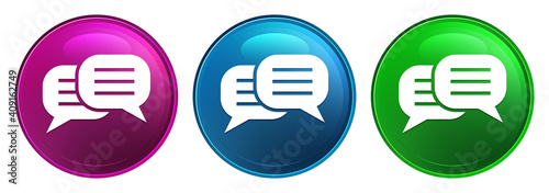 Conversation icon magic glass design round button set illustration
