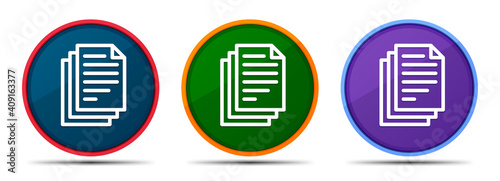 Page documents icon silky smart flat round buton set illustration