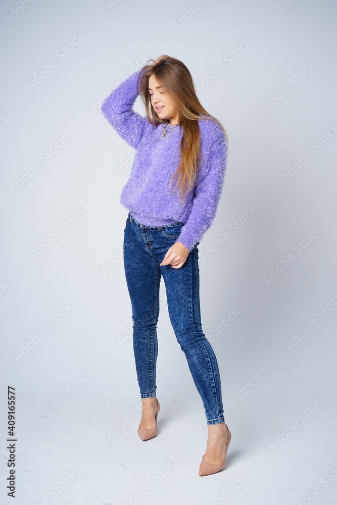 Girl in a purple sweater