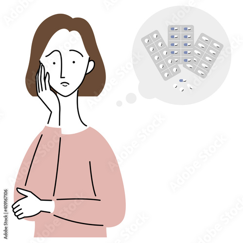 薬について心配する様子の女性