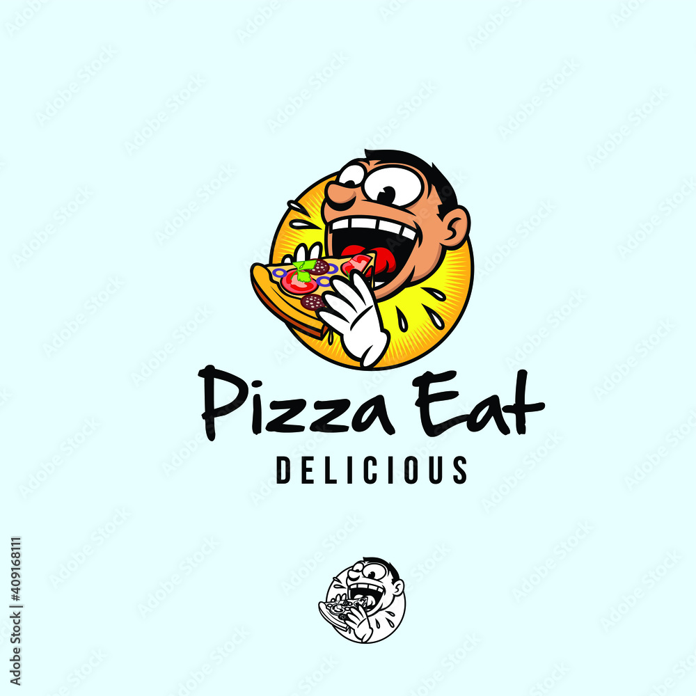 Pizza Eat Mascot Logo Vector Pizza Eat Mascot Logo Vector