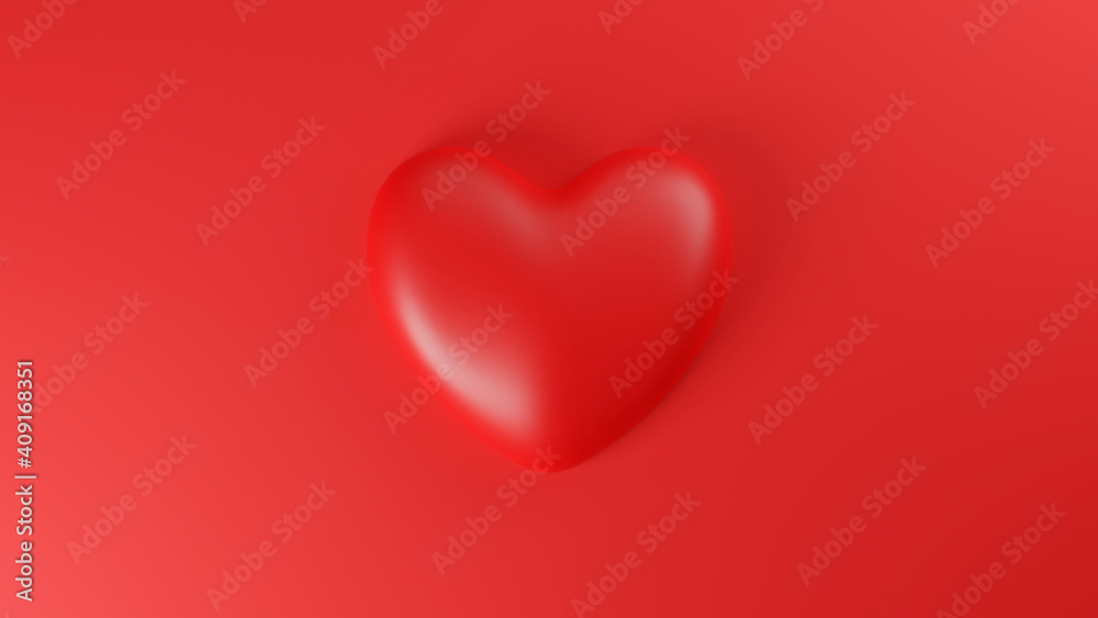 Top view of Red heart on red background. Valentine's day concept. 3D Rendering illustration. Top view of Red heart on red background. Valentine's day concept. 3D Rendering illustration.
