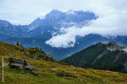 Austrian Alps-view of the massif Dachstein and Hochwurzen