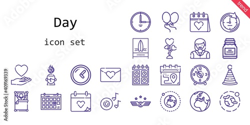 Canvas Print day icon set